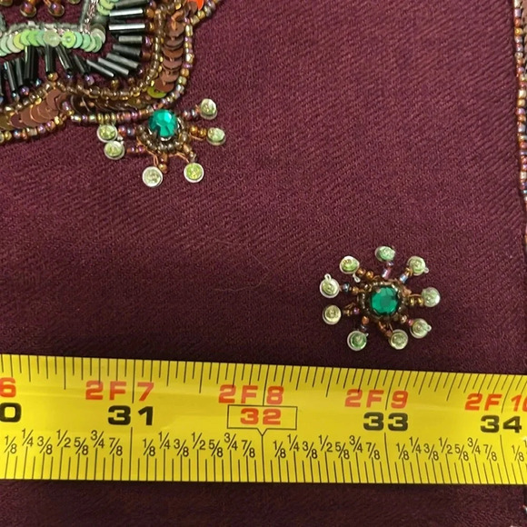 Bayaa Hand Beaded Scarf/head scarf length 69” and width 14.75” - Picture 3 of 8